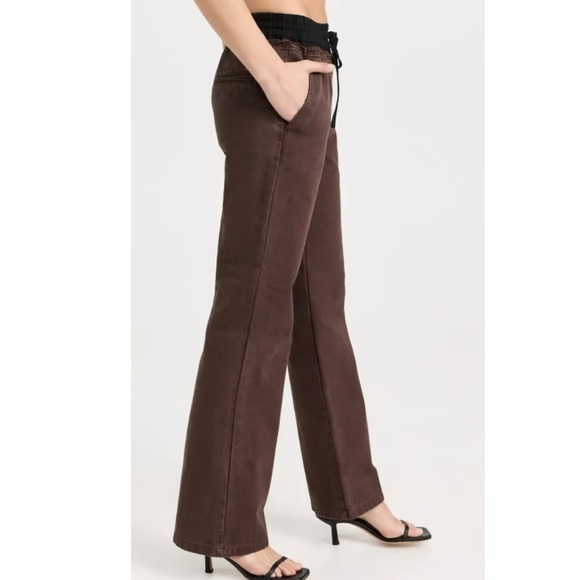 3.1 Phillip Lim Denim Pull On Combo High Rise Straight Leg Brown Pants, Medium - Picture 2 of 13